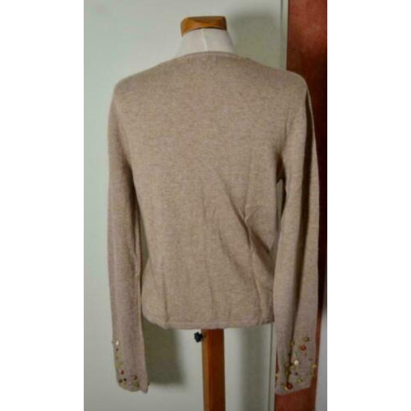 Pulls vest beige gemêleerd lamswol cashmere mix maat M