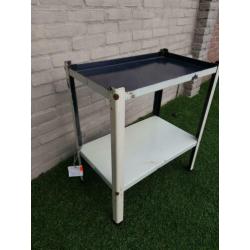 Industriële vintage stalen bijzettafel trolley tv kastje