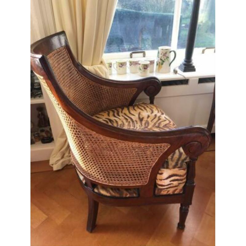 Fauteuils 2 hout webbing zitting stof