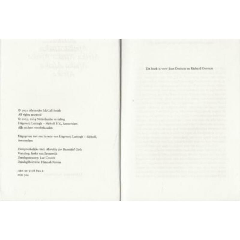 Goede zeden voor mooie Meisjes Smith, A. McCall Vertaling In