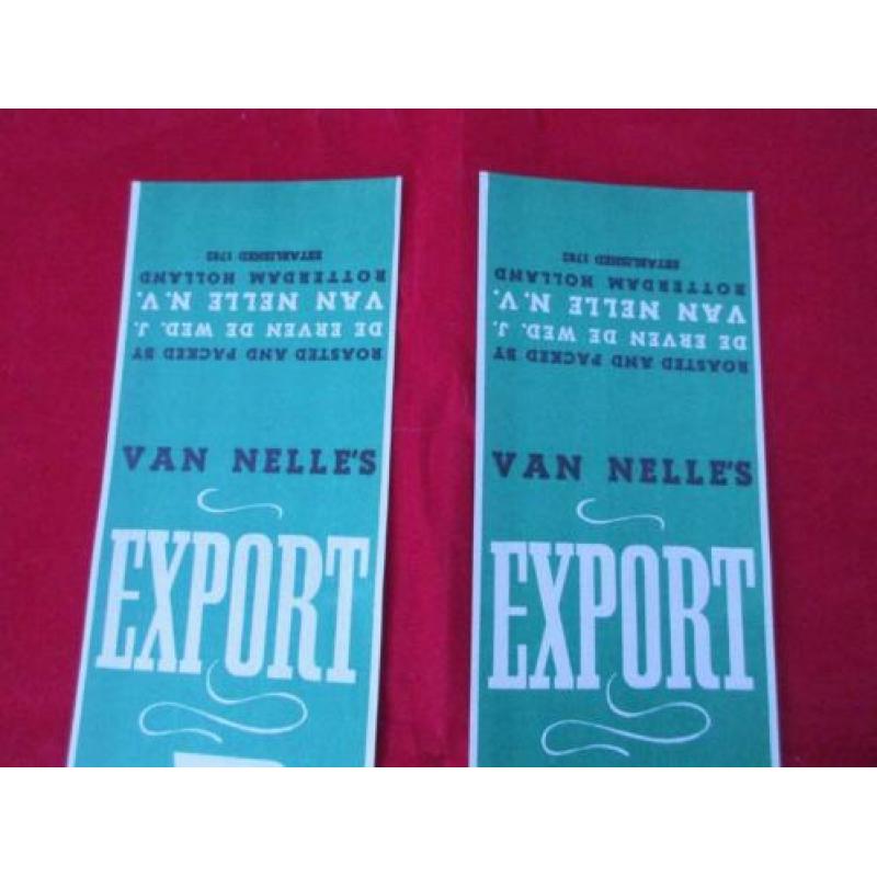 2 van Nelle EXPORT GROEN merk koffielabels