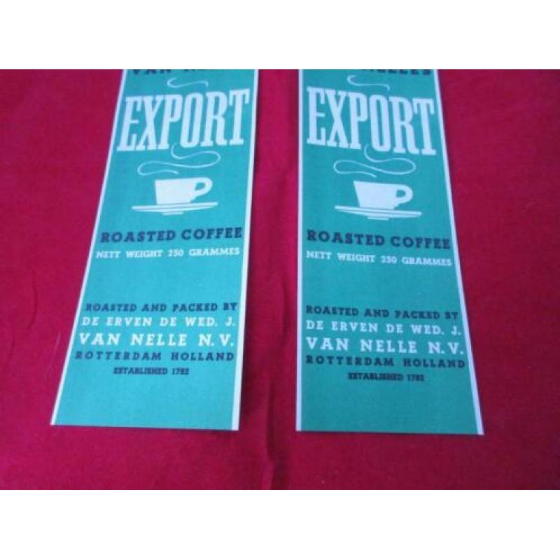 2 van Nelle EXPORT GROEN merk koffielabels
