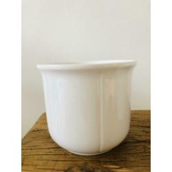 Vintage retro witte aardewerk bloempot, plantenpot, 3 stuks