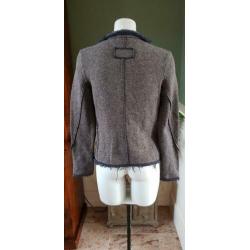 ZGAN bruin met blauw MOSCOW colbert mt S 36, jasje, jas