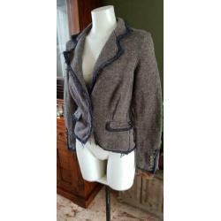 ZGAN bruin met blauw MOSCOW colbert mt S 36, jasje, jas