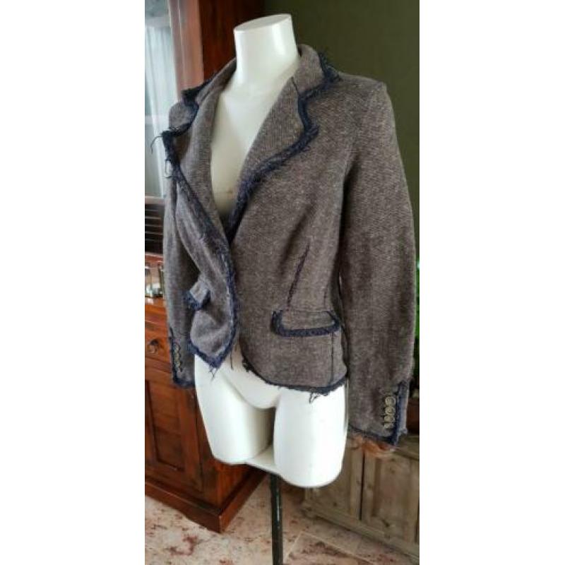 ZGAN bruin met blauw MOSCOW colbert mt S 36, jasje, jas