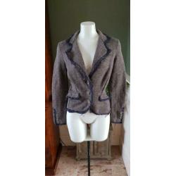 ZGAN bruin met blauw MOSCOW colbert mt S 36, jasje, jas