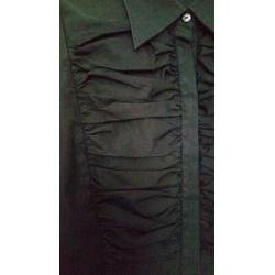 Thomas Pink blouse zwart glanzend gerimpelde voorkant