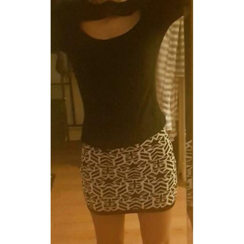 Trui kleding rok zwart wit mini rokje s dames setje set