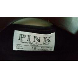 Thomas Pink blouse zwart glanzend gerimpelde voorkant