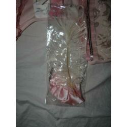 Leuke roze/goud/witte MARKIES/MARIE ANTOINETTE jurk + haarcl