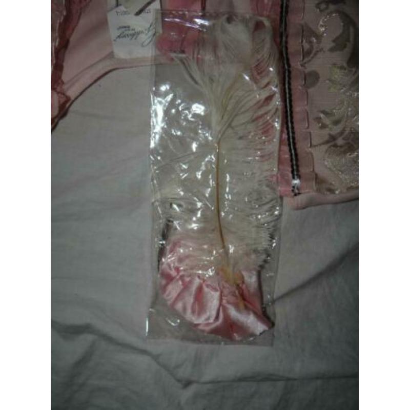 Leuke roze/goud/witte MARKIES/MARIE ANTOINETTE jurk + haarcl