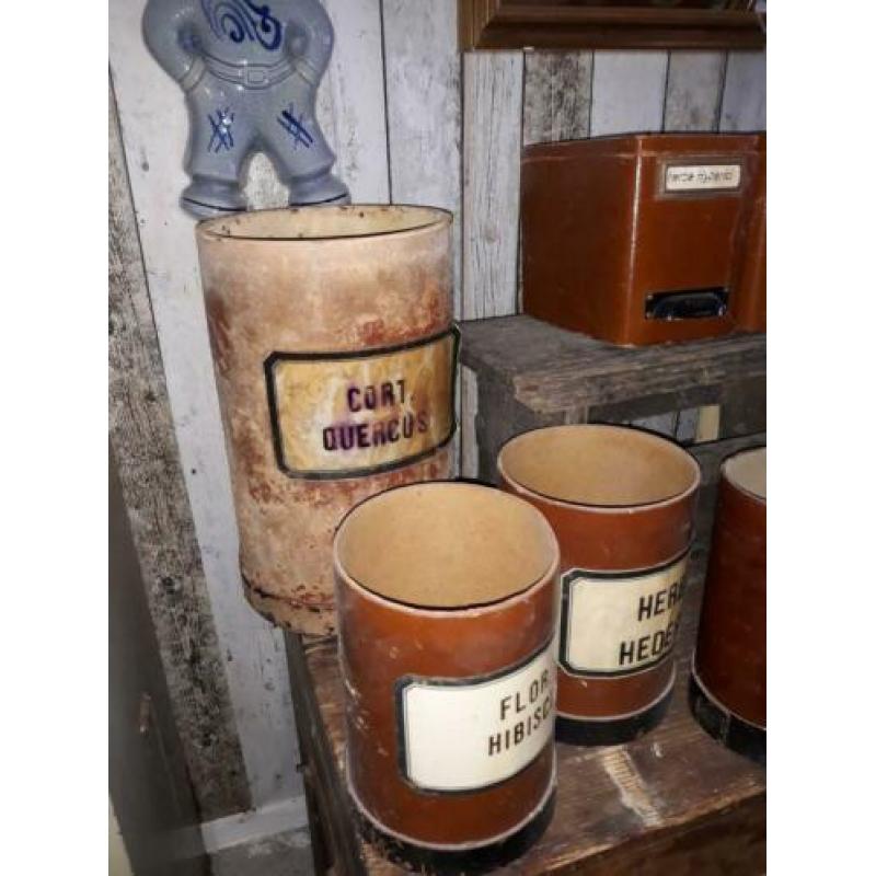 Lot brocante apothekers potten bussen tonnen