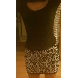 Trui kleding rok zwart wit mini rokje s dames setje set