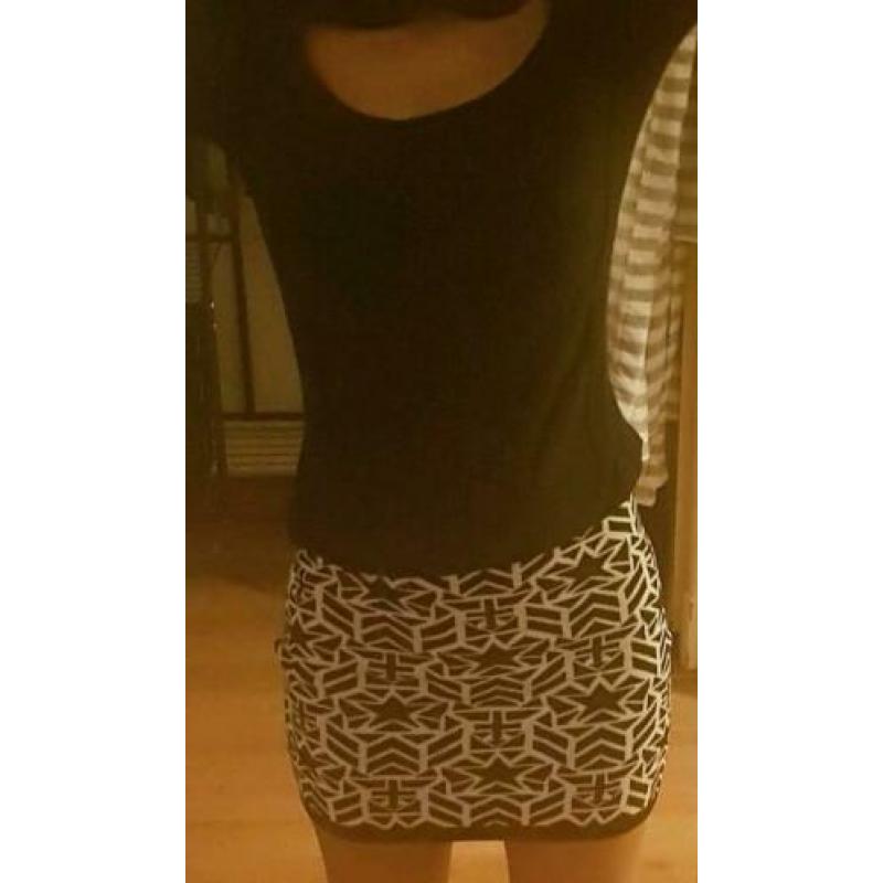 Trui kleding rok zwart wit mini rokje s dames setje set