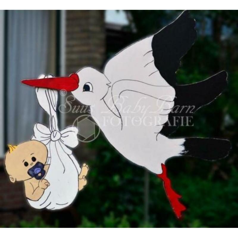 Geboortebord Geboorte Ooievaar & Baby Billie.