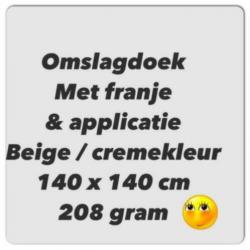Omslagdoek met franje - beige / cremekleur