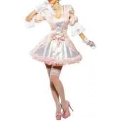 Leuke roze/goud/witte MARKIES/MARIE ANTOINETTE jurk + haarcl
