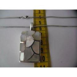 zilveren slangenketting met grote zilveren hanger [1105]