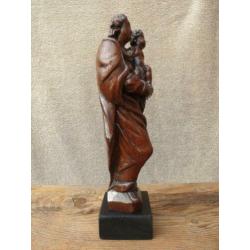 Maria Madonna met kind antiek eiken houten beeld Heilige