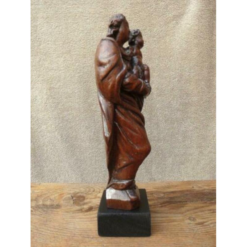 Maria Madonna met kind antiek eiken houten beeld Heilige