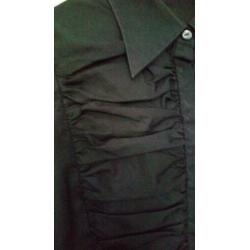 Thomas Pink blouse zwart glanzend gerimpelde voorkant