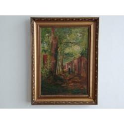 Schilderij "Dame in laan" / Olieverf op doek