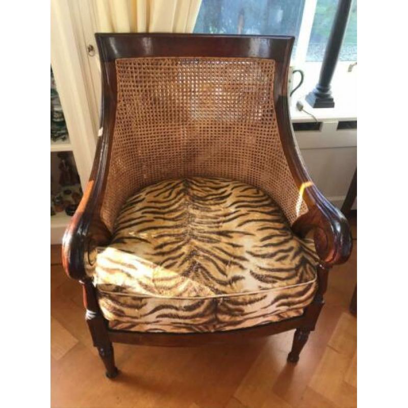 Fauteuils 2 hout webbing zitting stof