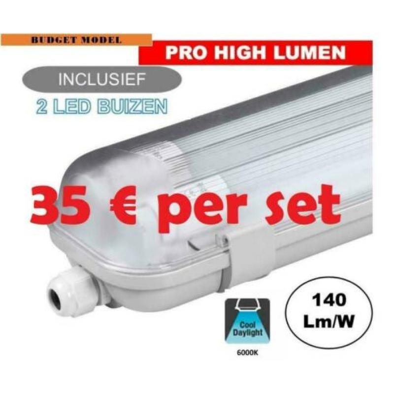 Led TL Armatuur 150 cm IP65 Waterbestendig + 2 led buis