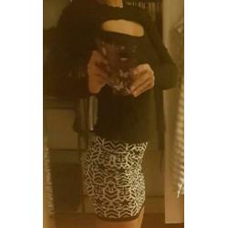 Trui kleding rok zwart wit mini rokje s dames setje set