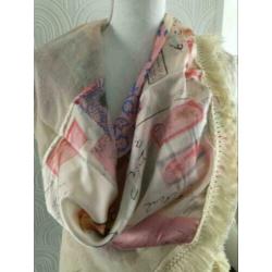 Omslagdoek met franje - beige / cremekleur