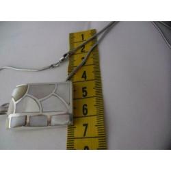 zilveren slangenketting met grote zilveren hanger [1105]