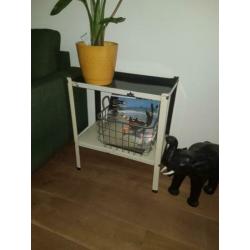 Industriële vintage stalen bijzettafel trolley tv kastje
