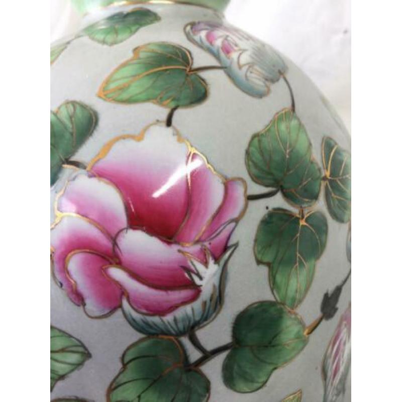 Grote Chinese vaas met bloemen decoratie 40x20 cm