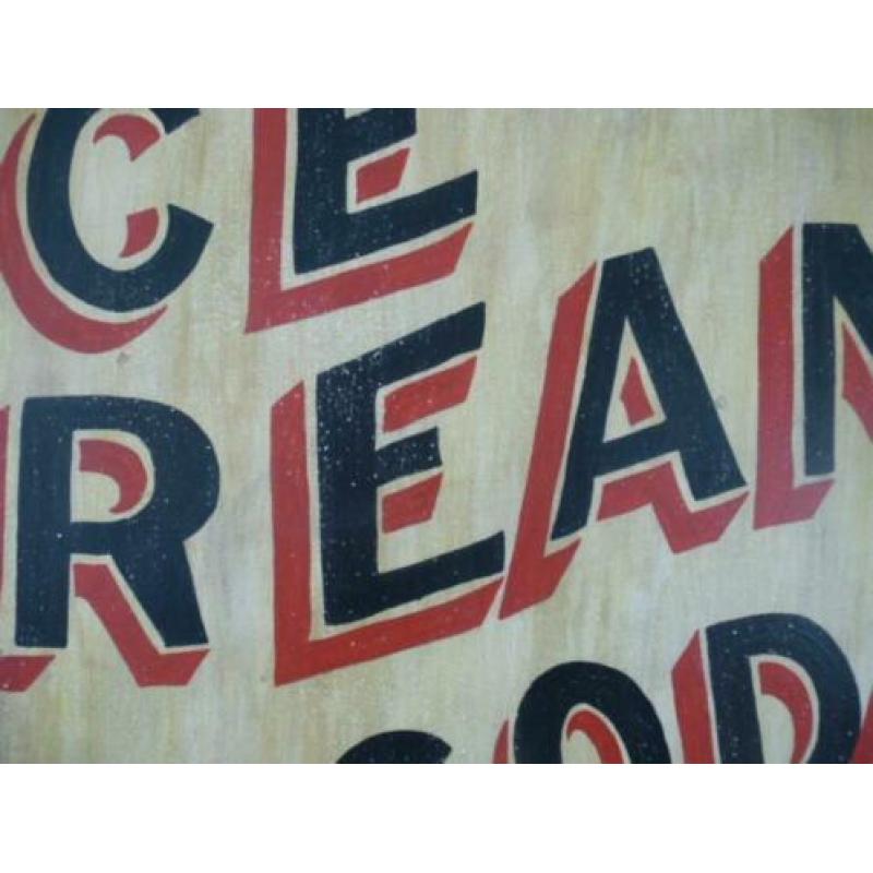 Groot houten paneel/bord/antiek/ijssalon/Ice Cream Soda