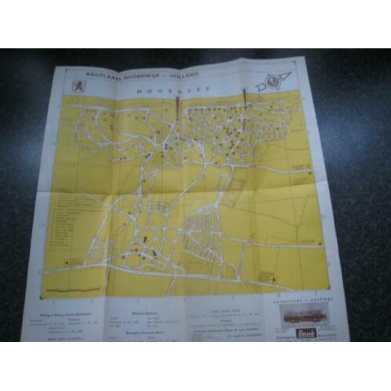 Oude folder met plattegrond -noordwijk aan zee-ca 1950