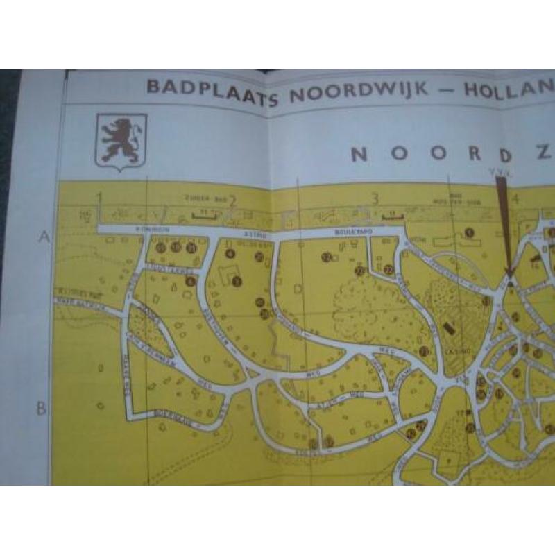 Oude folder met plattegrond -noordwijk aan zee-ca 1950