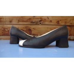Vintage Retro Helioform Pumps D.Blauw/Wit Mt 6 39 Top staat'