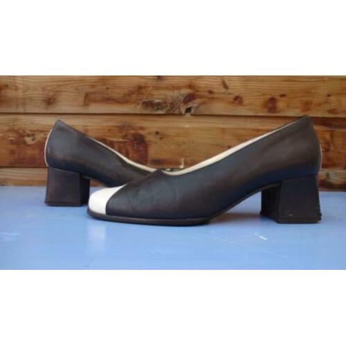 Vintage Retro Helioform Pumps D.Blauw/Wit Mt 6 39 Top staat'