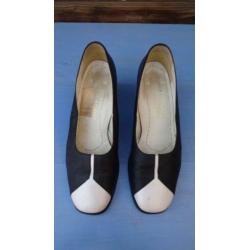 Vintage Retro Helioform Pumps D.Blauw/Wit Mt 6 39 Top staat'