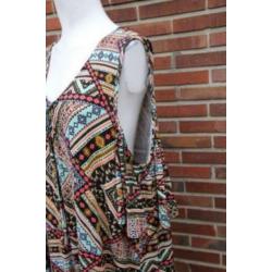Jurk maxi gekleurd MS mode mt 3XL cold shoulder