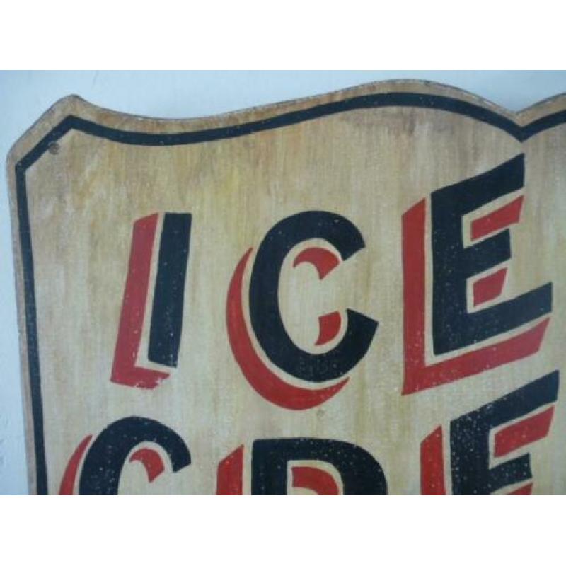 Groot houten paneel/bord/antiek/ijssalon/Ice Cream Soda