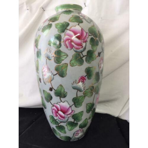 Grote Chinese vaas met bloemen decoratie 40x20 cm