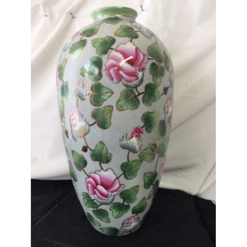 Grote Chinese vaas met bloemen decoratie 40x20 cm