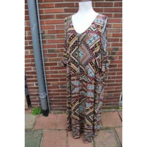Jurk maxi gekleurd MS mode mt 3XL cold shoulder