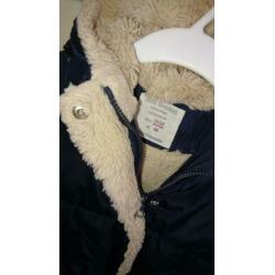Toffe, warme, donker blauwe winter jas, Zara, maat 86 (80)