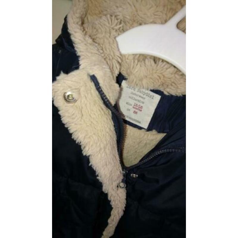 Toffe, warme, donker blauwe winter jas, Zara, maat 86 (80)
