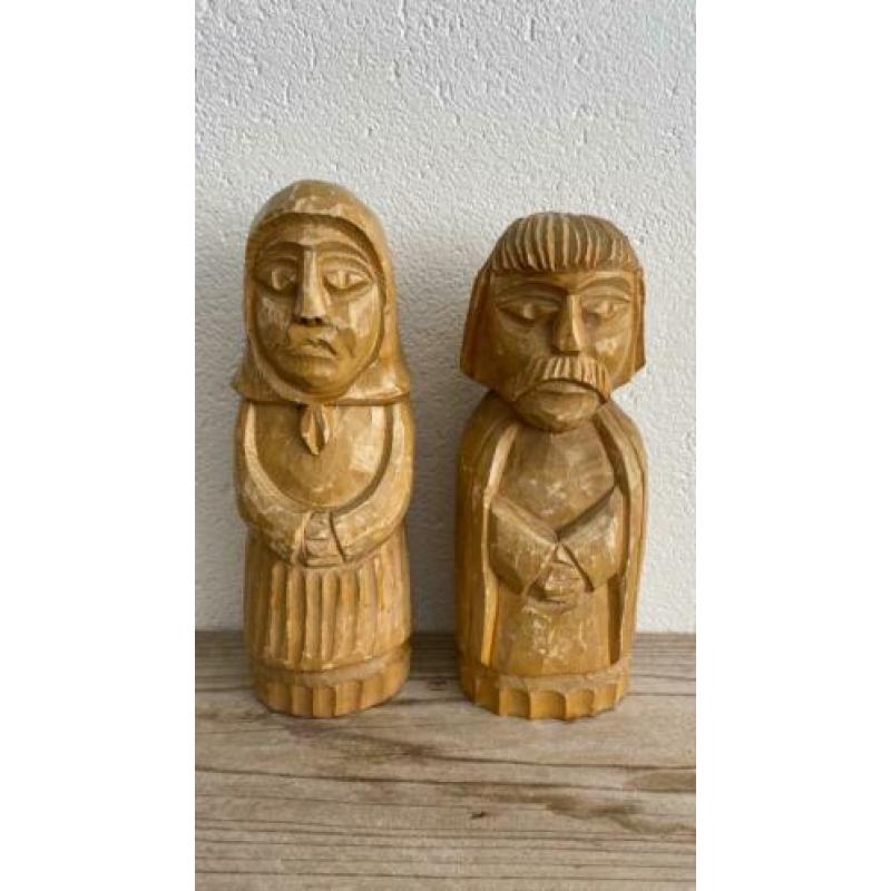 koppel man & vrouw vintage van hout