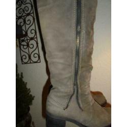 P32) grijs leer laarzen gabor mt 5 = 38