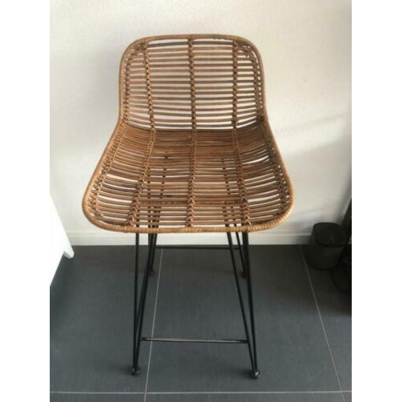 2 HKliving rotan barkrukken naturel & zwart